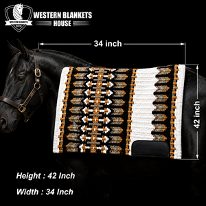 Tapis de selle classique 100 % laine vierge de Nouvelle-Zélande, 42x34 pouces, doublure en polaire de coton, rembourrage en polyester pour cheval - Product Image 5