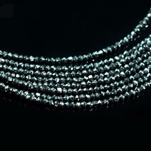 Perles Rondelles Facettées en Diamant Noir Naturel 1,5-2,5 mm, Fil de Perles de Pierres Précieuses en Vrac pour la Fabrication de Bijoux en Gros - Product Image 2