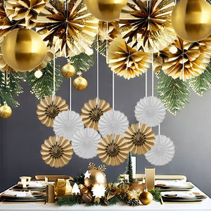 Ventilateur en papier nid d'abeille pour fournitures de décoration de Noël 6 "(15cm) hauteur décorations murales élégantes origine taïwanaise - Product Image 6