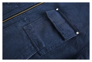 Navy Blue Men's Denim <b>Jacket</b> Casual Winter Hooded Full-Zip Anti-Bacterial Breathable Eco-Friendly <b>Fleece</b> <b>Lining</b> Embossed - Product Image 5