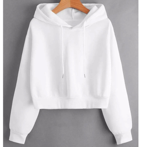 Women's Winter Knitted <b>Cropped</b> <b>Zip</b>-<b>Up</b> Hoodie Sweatshirt Blank Hooded Jacket Front Custom OEM ODM 100% Cotton Clothing Supplier - Product Image 3