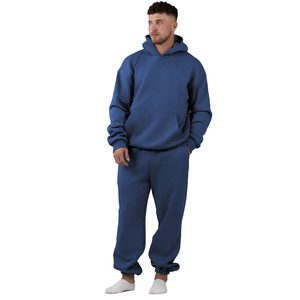 Custom Made Winter Tracksuits <b>Mens</b> 100% Cotton Fleece Pullover Hoodies And Sweatpants Set - Product Image 2