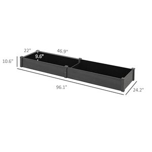 Bac à légumes surélevé en bois verni de 96 po x 24 po x 10 po avec 2 bacs de plantation et doublure en tissu non tissé pour plantes d'extérieur, gris - Product Image 3