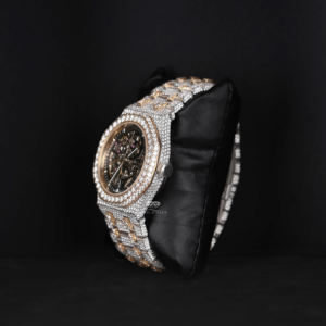 Reloj de Lujo de Dos Tonos con Diamantes Moissanite, Esfera Esqueletizada, Mecánico Automático, de Acero Inoxidable, Estilo Hip Hop Bling - Product Image 2