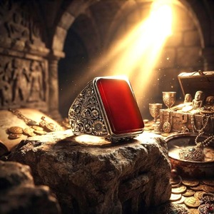 Natural Red Yemeni <b>Crystal</b> Gemstone <b>Ring</b> 925 Sterling Silver Alloy Handmade Filigree Men's Traditional Lab Created Daily Wear - Product Image 1