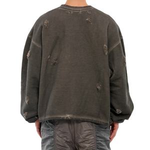 Nouvelle Arrivée Sweat-shirt Homme Oversize Col Rond Brodé Doublé 100% Coton French Terry Lavé Effet Vieilli Hiver - Product Image 6