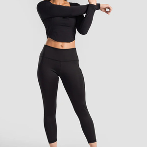 Leggings con Cierre, Cintura Alta, Elásticos, Tejidos, para Yoga, Transpirables, para Fitness, Casuales, con Costuras y Logotipo en la Cintura - Product Image 4