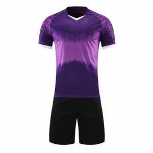 OEM Service Custom Heat-Transfer Printed Breathable Slim-Fit Short Sleeve Polyester Soft T-Shirt Professional Men Blue <b>Soccer</b> - Product Image 6