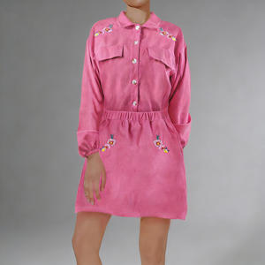 Vente flash sur Temu : jupe courte femme décontractée, au-dessus du genou, avec broderie florale, taille élastique, coupe trapèze, avec poches latérales. - Product Image 2