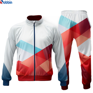 Ensemble de survêtement unisexe personnalisé à imprimé géométrique, veste zippée intégrale et pantalon, tenue décontractée pour le printemps, 100 % polyester, séchage rapide - Product Image 2