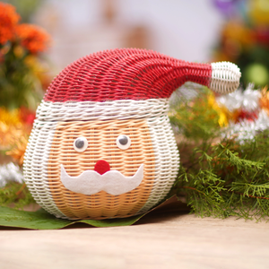 Figurine de Père Noël en rotin, directement de l'usine, avec chapeau rouge et barbe blanche, pour décorations de Noël. - Product Image 4