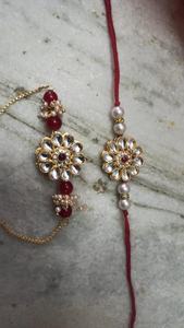 Maroon Red Glass Beads And Small Cream Seed Pearls Blend Of Ethnic Charm Royal Rajasthani Jewelry Styles Center <b>Ruby</b> Red Stone - Product Image 2