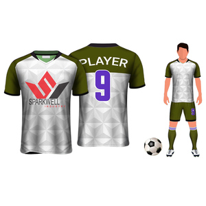 Conjunto de Camiseta de Fútbol Personalizada para Hombre, Verde y Blanco, 100% Poliéster, 460g, Impresión Digital, Manga Corta, Cuello en V, Transpirable, Secado Rápido - Product Image 4