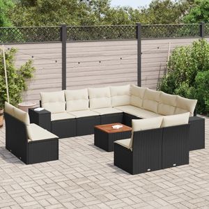 Conjunto de Sofás de Jardín en Blanco Crema y Negro - Product Image 1