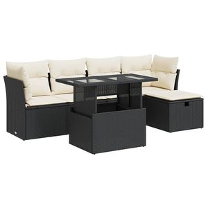 Conjunto de Sofás de Jardín de Ratán PE en Crema y Negro con Colección de Muebles de Exterior de Acero con Recubrimiento en Polvo - Product Image 2