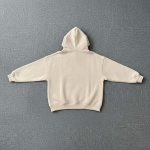 เสื้อฮู้ดดี้ผู้หญิงทรงโอเวอร์ไซส์ พิมพ์ลาย DTF แฟชั่น OEM สีเบจล้วน ผ้าฝ้าย 100% สไตล์สตรีท - Product Image 2