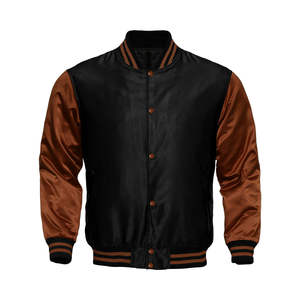 Chaquetas de Satén Personalizadas Unisex al por Mayor, Chaquetas de Béisbol de Satén Amarillas y Negras Lisas - Product Image 3