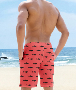 Shorts de plage pour hommes, longueur genou, taille élastique avec cordon de serrage, séchage rapide, haute qualité, 100% polyester, personnalisable, vêtements de plage sportifs - Product Image 3