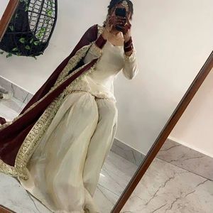 Sharara dupatta Chinon ชุดทำงานปักผ้าไหม sequnce - Product Image 1