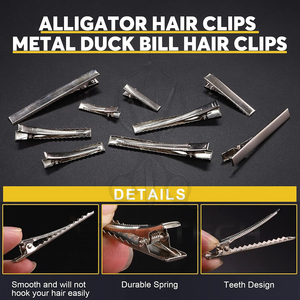 Prix d'usine, vente en gros : Ensemble de pinces à cheveux professionnelles en métal argenté à une seule griffe, type bec de canard, pour sectionnement en salon de coiffure - Product Image 4