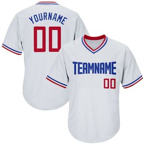 Camiseta de Béisbol Personalizada con Cuello en V Blanca para Hombre, Manga Corta, Nombre del Equipo 00, Ropa Deportiva de Poliéster que Absorbe la Humedad - Product Image 4