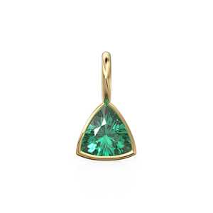Pendentif Breloque en Or Jaune Massif 14 carats avec Émeraude Zambienne 5mm, Monture pour Bijoux / Pierre de Naissance de Mai / Pierre Précieuse Verte Taille Trillion - Product Image 1