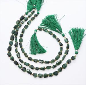 Perles d'émeraude naturelle facettées en forme de pépite, 6-8 mm, émeraude naturelle de forme irrégulière, perles de pierres précieuses, 10 pouces, pour la création de bijoux - Product Image 2