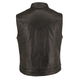 Soft Texture Comfortable Fit Casual Outdoor Fashion Apparel OEM <b>Men</b> <b>Leather</b> Vest Durable PU <b>Leather</b> <b>Waistcoat</b> Custom Design - Product Image 3