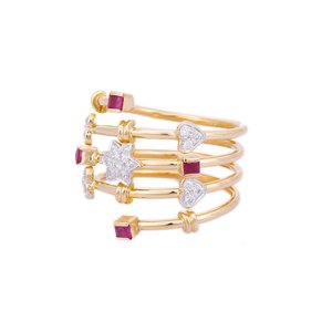 Anillo de Oro Amarillo de 18K con Rubí - Corte Cojín, Ajustable, Oro Sólido - Product Image 3