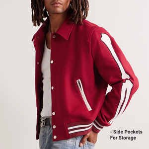 Blouson universitaire tendance en laine respirante et écologique, personnalisé avec patch brodé, style Letterman Baseball Bomber pour homme, streetwear - Product Image 2