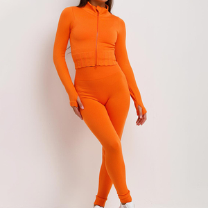 Ensemble de sport 3 pièces sans couture antibactérien pour femme en Spandex/Nylon : Soutien-gorge de sport uni, Legging de yoga taille haute et débardeur sans manches - Product Image 4