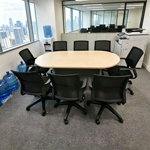 Modern Convertible <b>Extendable</b> Oval Conference <b>Table</b> Chipboard Melamine Metal <b>Legs</b> 8 Seater Office Furniture for Boardrooms - Product Image 1