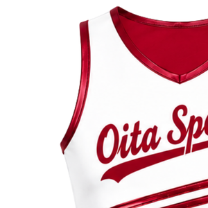 Maillot de cheerleading rouge sans manches, coupe courte, léger, uniforme sportif personnalisé, tenue d'entraînement pour équipe, vêtements de performance athlétique - Product Image 4