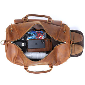Bolsa de Viaje de Cuero Genuino de 58 cm, Gran Capacidad, Unisex, con Cierre de Cremallera y Correa Ajustable - Product Image 4
