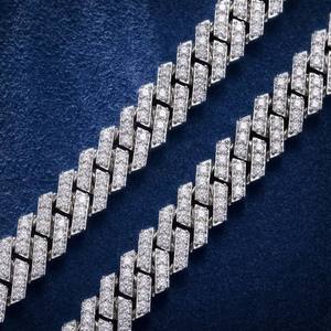 Bracelet chaîne de luxe en diamant, coupe baguette, sertissage en canal, maillons géométriques, argent 925, unisexe, pour usage quotidien - Product Image 3