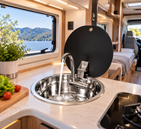 Évier de caravane en acier inoxydable à cuve unique avec couvercle en verre pour cuisine de camping-car et de caravane – Vente en gros pour acheteurs et importateurs