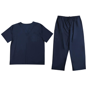 Ensemble de blouses médicales bleu marine unisexe, haut à manches courtes avec poche poitrine et pantalon à taille élastique, uniformes d'hôpital - Product Image 1