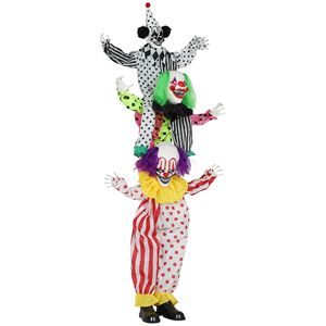Figura di Clown di Halloween a Grandezza Naturale Impilabile con Occhi Luminosi Rossi e Attivazione Sonora, Decorazioni Spaventose e Animatrici per Halloween - Product Image 1