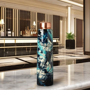 Bouteille en cuivre pour la santé, œuvre d'art Meena, bouteille ayurvédique en cuivre avec impression mandala, bouteille d'eau en cuivre pur, design mandala - Product Image 1