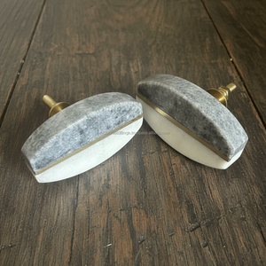 Perilla Ovalada de Mármol Natural para Gabinetes de Cocina y Cómodas de Dormitorio |   Tirador de Cajón Minimalista de Piedra para Interiores Modernos - Product Image 1