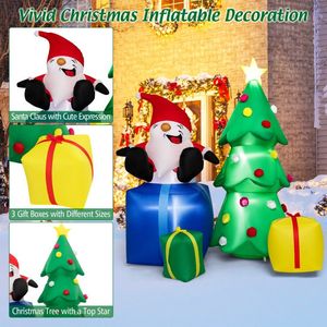 Babbo Natale Gonfiabile Illuminato di 2,1 Metri con Albero di Natale e Pacchi Regalo, Decorazione da Giardino per Esterni - Product Image 3