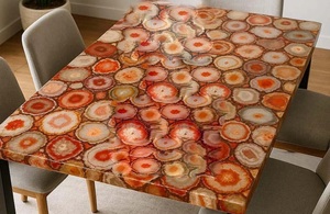 Table à manger de luxe en agate rouge, plateau de table en pierre précieuse naturelle fait main, mobilier moderne en pierres semi-précieuses, vente en gros, meubles sur mesure - Product Image 4