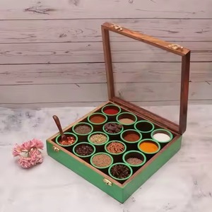 Organizador de Especias Decorativo de Madera, Contenedor de Masala con Múltiples Secciones para Almacenar Hierbas y Condimentos - Product Image 4