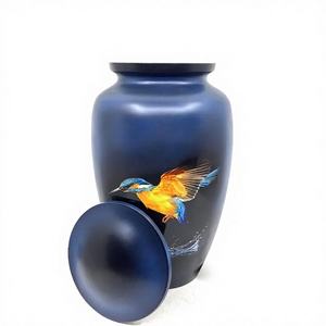 Urna Funeraria de Aluminio Hecha a Mano para Adultos, Diseño Colibrí Azul - Product Image 3