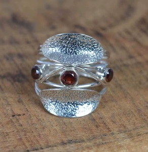 925 Sterling <b>Silver</b> Natural Red <b>Garnet</b> Bohemia Christian Style Handmade Women's GIA Certified Bezel Setting January <b>Ring</b> - Product Image 6