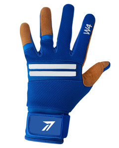 Guantes de Bateo de Béisbol Bicolor para Hombre y Mujer, Palma de Cuero Caramelo, Malla Azul Marino Transpirable, Muñequera con Velcro Segura, OEM Privado - Product Image 1