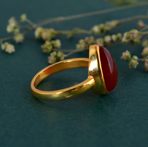 Bague en or 18 carats plaqué or avec pierre précieuse cornaline pour femme, bijoux faits à la main, fournisseur - Product Image 4