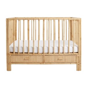 High Quality Rattan Baby Cot <b>Bed</b> With Drawers Toddler Furniture Nursery Room Kids Room Wholesale Price Factory Sale Cheap - Product Image 2