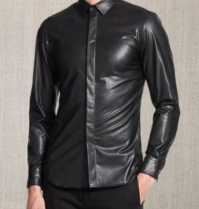 Men's Classic Style Leather <b>Shirt</b> -Black -Lambskin Leather -Gift for Men Handmade Genuine Sheep Leather - Product Image 1