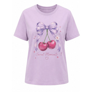 Camiseta de Verano para Mujer con Estampado Gráfico, Botones, Cuello Redondo, Manga Corta, Algodón Suave, Estilo Casual, Personalizable, Marca Privada, Pedido al por Mayor - Product Image 1
